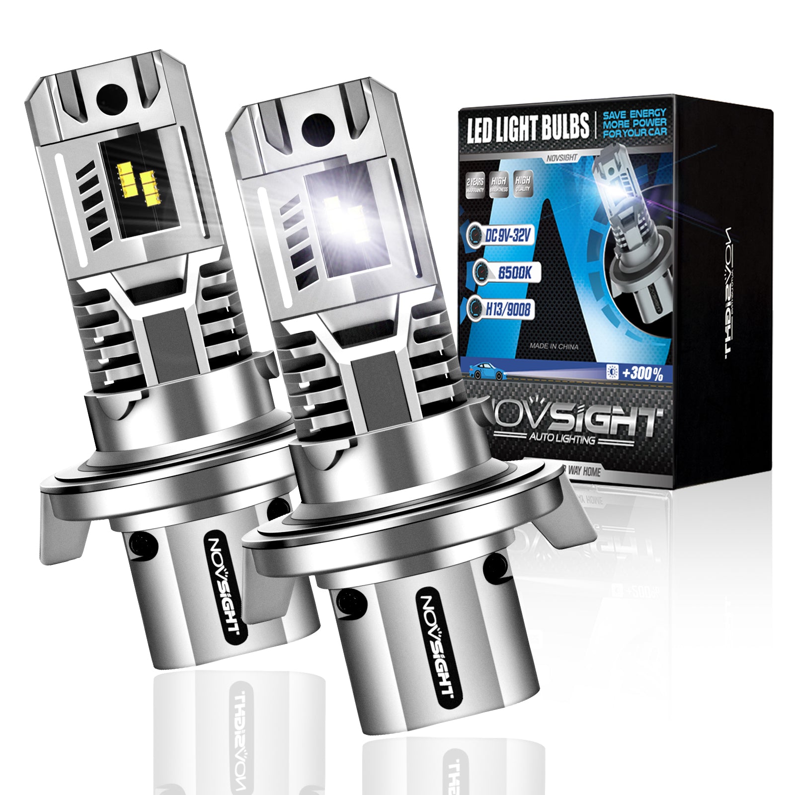 2015-2020 Jeep Renegade Headlight Bulbs H13/9008 55W High Low Beam Halogen Conversion Kit - NOVSIGHT