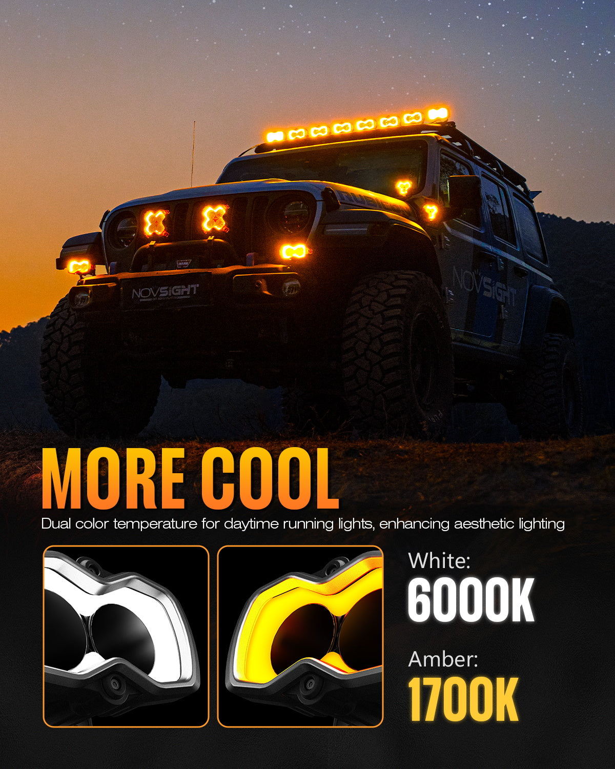 HALO Series 4.5" LED Pod Lights with DRL 35W Twin Light Kit System Pair - NOVSIGHT