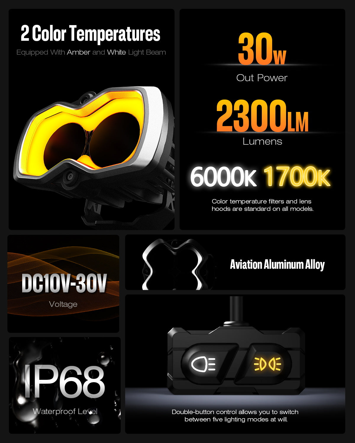 Halo Series LED Pod Lights Kit for Harley Motorcycles