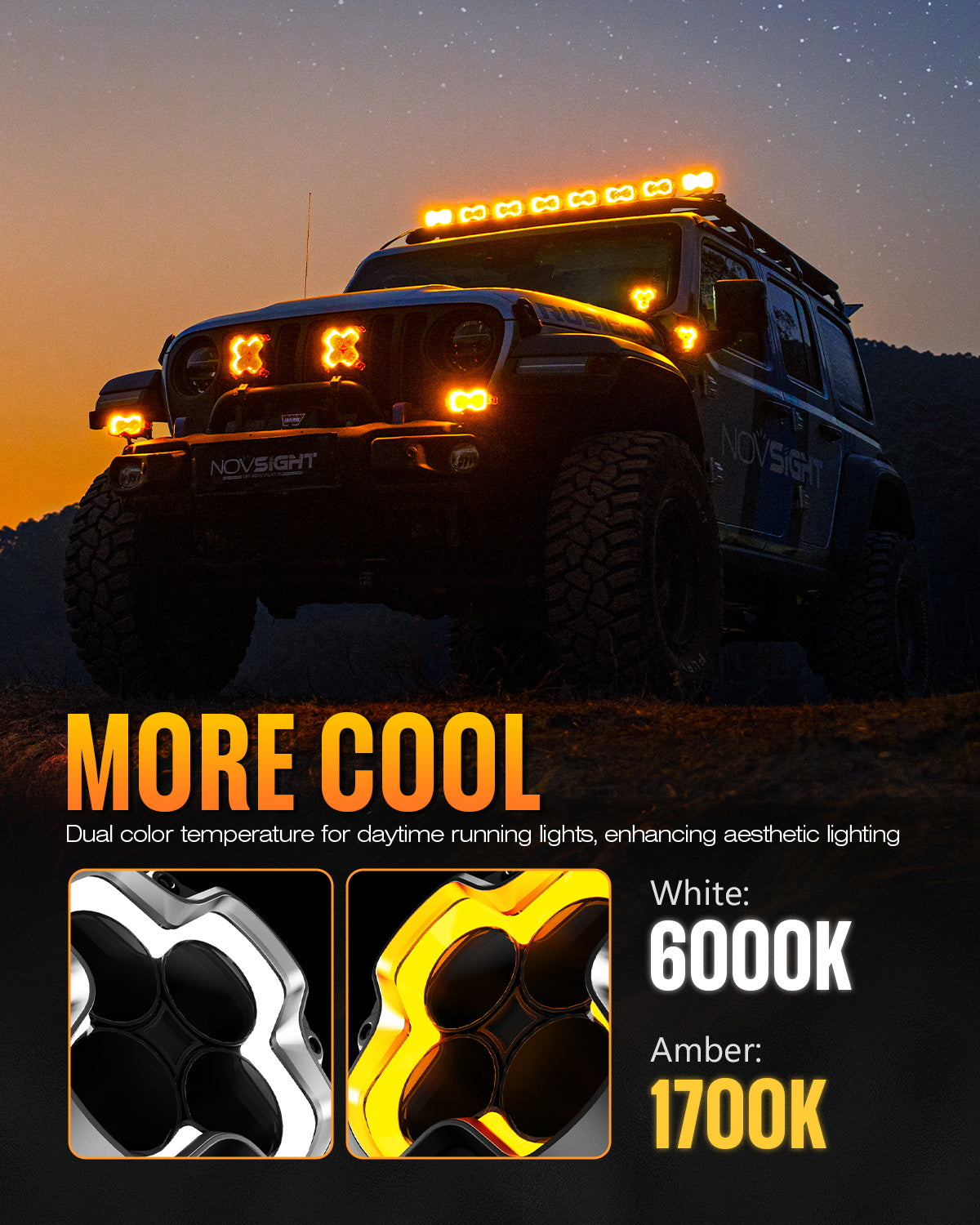 Unidades LED de 6" serie HALO con par de sistema de kit de luces dobles DRL de 66 W