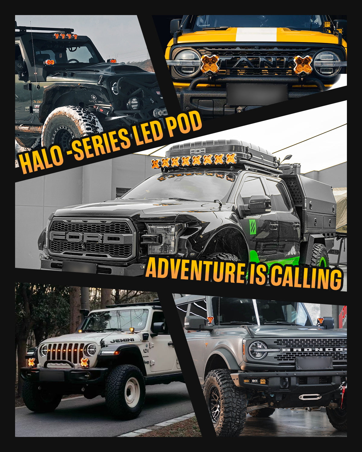 HALO Series 6" LED Pod Lights with DRL 60W Twin Light Kit System Pair - NOVSIGHT