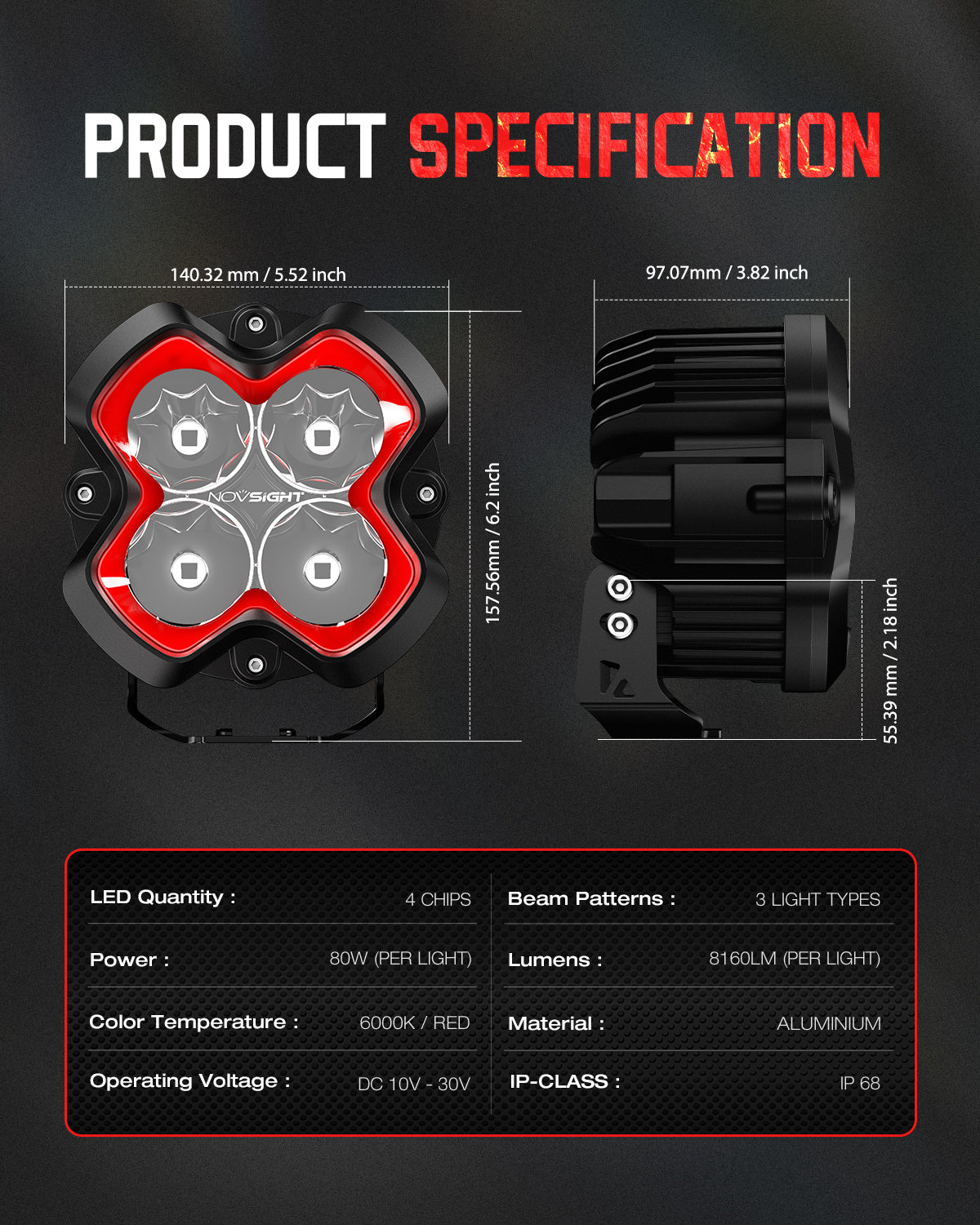 HALO SE Series 6-inch LED Pod Lights with Red and White DRL