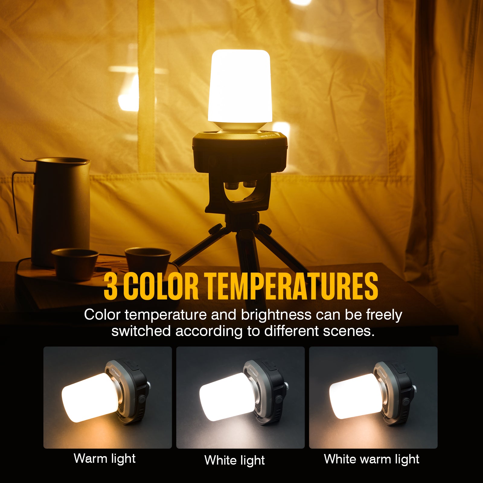 ‎Square LED Rechargeable Magnetic Rotating Work Light Kit with Pothook for Camping Off-road