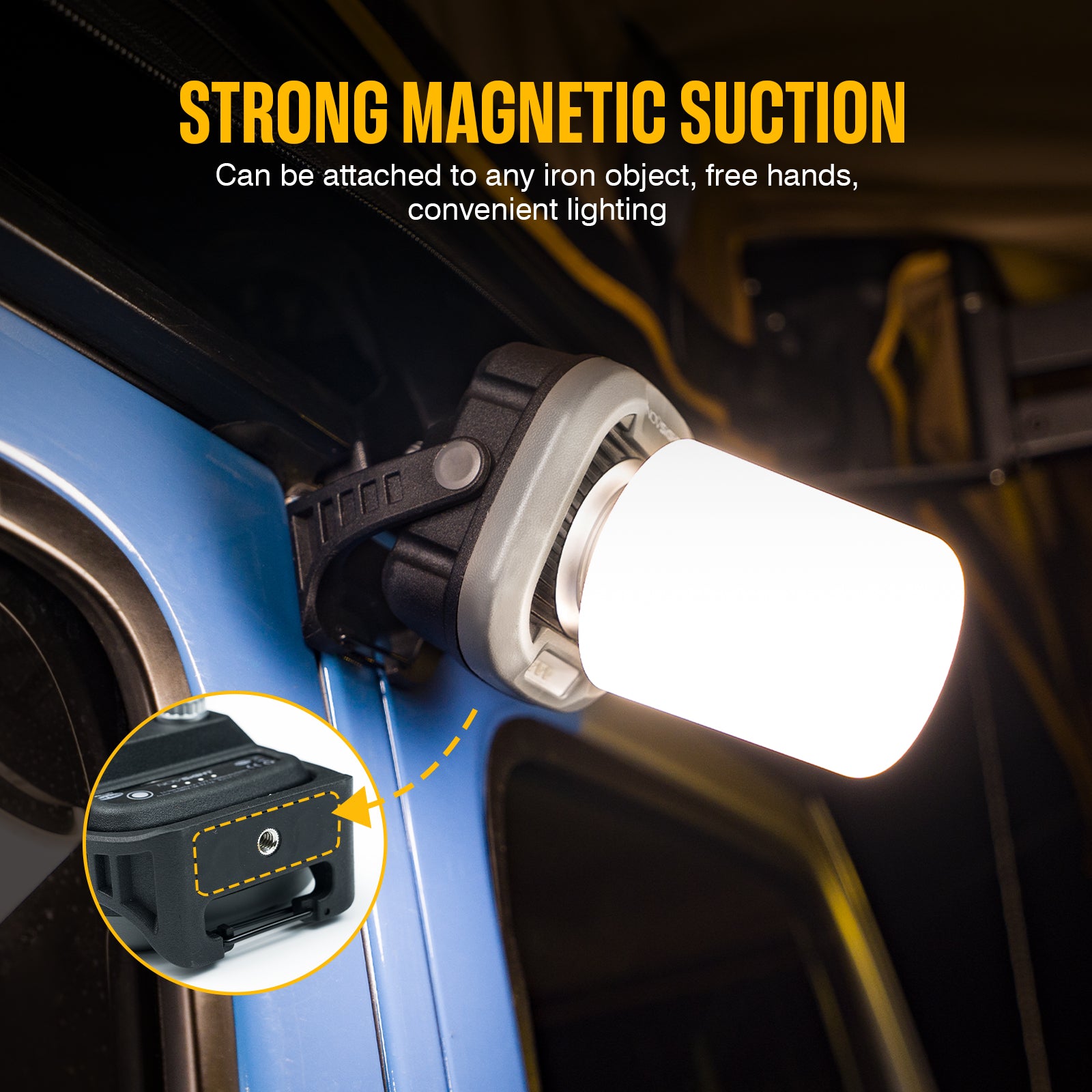 ‎Square LED Rechargeable Magnetic Rotating Work Light Kit with Pothook for Camping Off-road