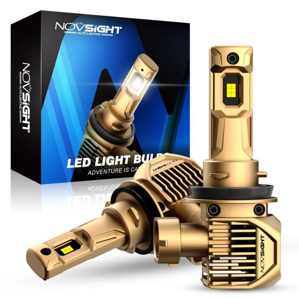 N62Y | H11 H8 H9 Yellow LED Headlight Bulbs 22000Lumen 100W 3000K Yellow | 2 Bulbs - NOVSIGHT