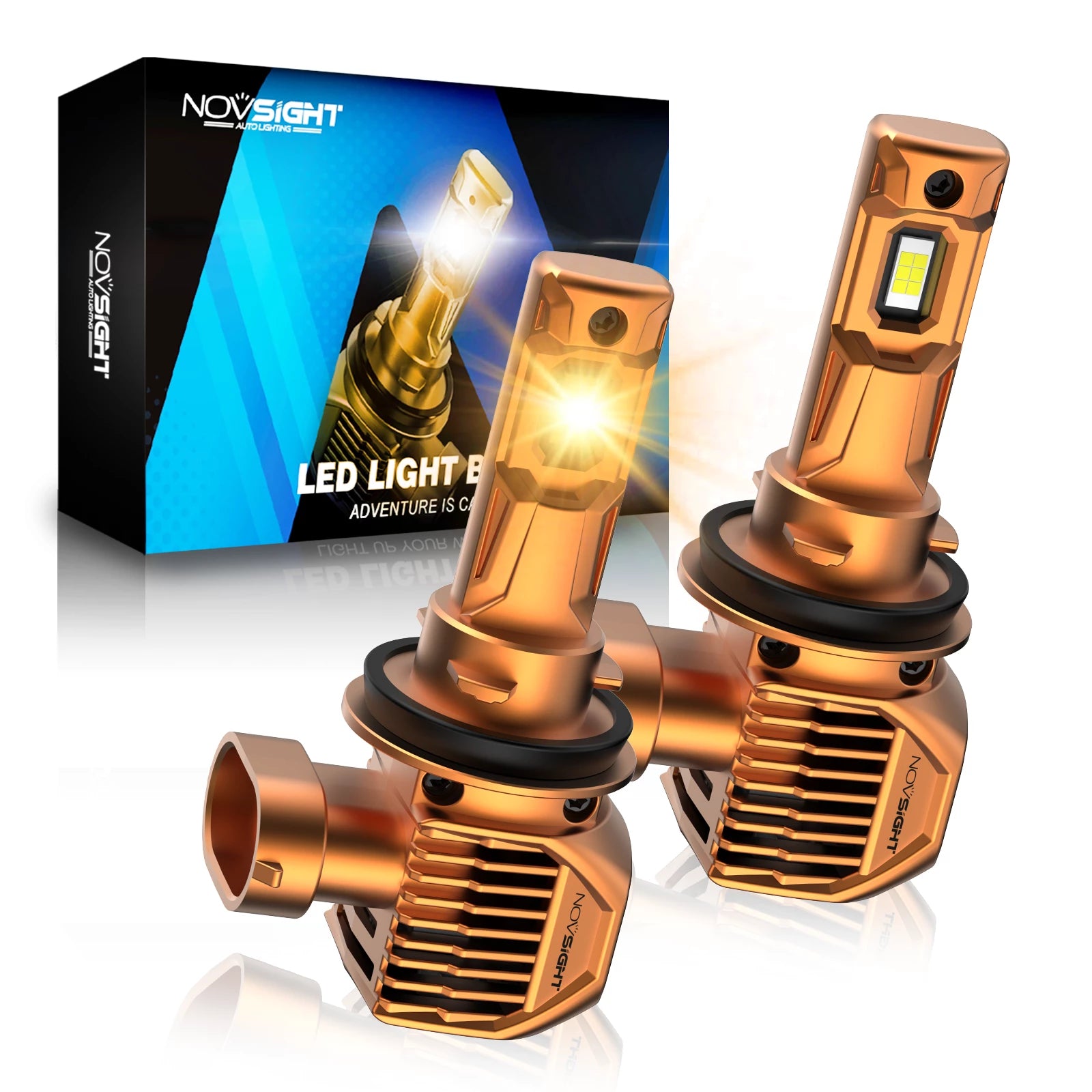 N62 Series | H11 H8 H9 LED Fog Light Bulbs 100W 22000LM 3000K Golden Yellow Amber | 2 Bulbs