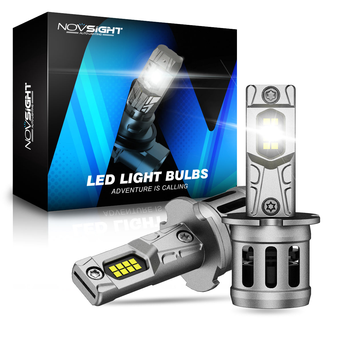 N63 Series Mini Wireless | H1 H3 H7 H11 9005 9006 LED Bulbs Original Mini Size Plug N Play 70W 16000LM 90W 20000LM 6500K White | 2 Bulbs - NOVSIGHT
