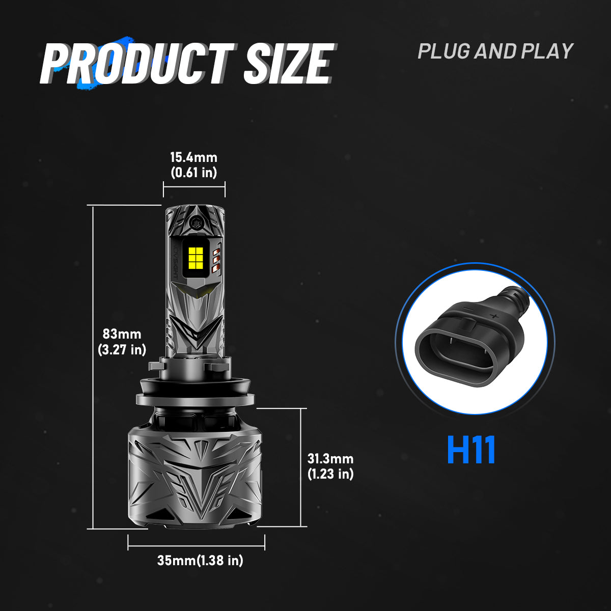 N70 Series | H11 H9 H8 LED Bulbs Super Bright Headlights 240W 50000LM 6500K White | 2 Bulbs