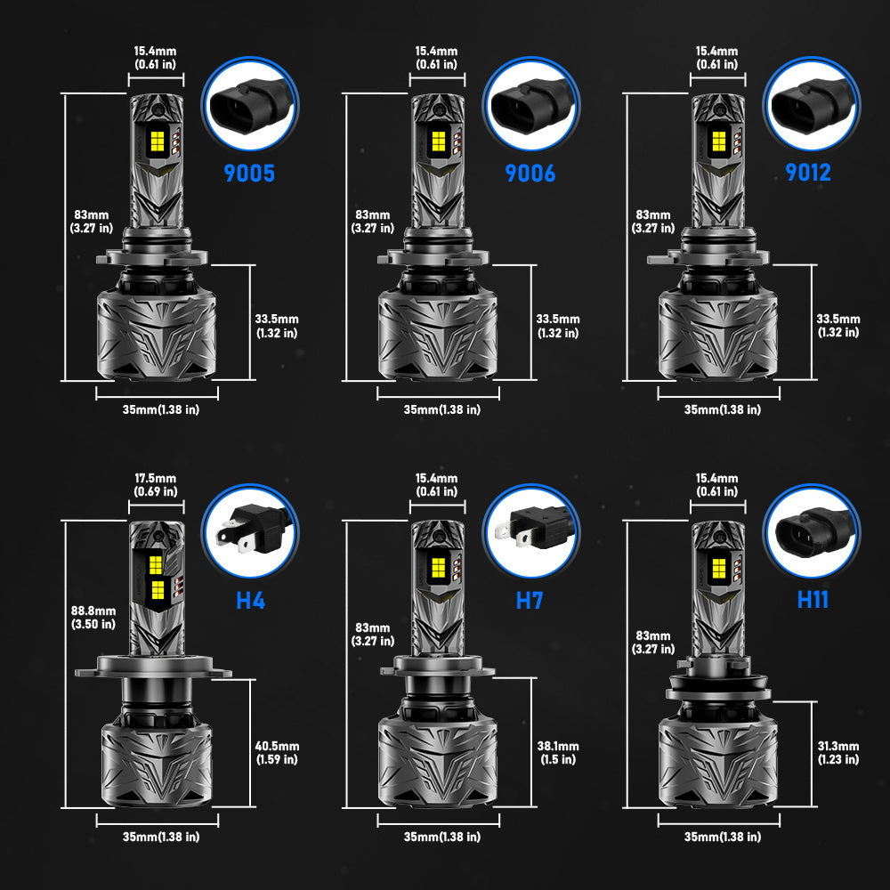 N70 Series | H4 H7 H11 H13 9004 9005 9006 9007 9012 LED Bulbs Super Bright Headlights 240W 50000LM 6500K White | 2 Bulbs - NOVSIGHT
