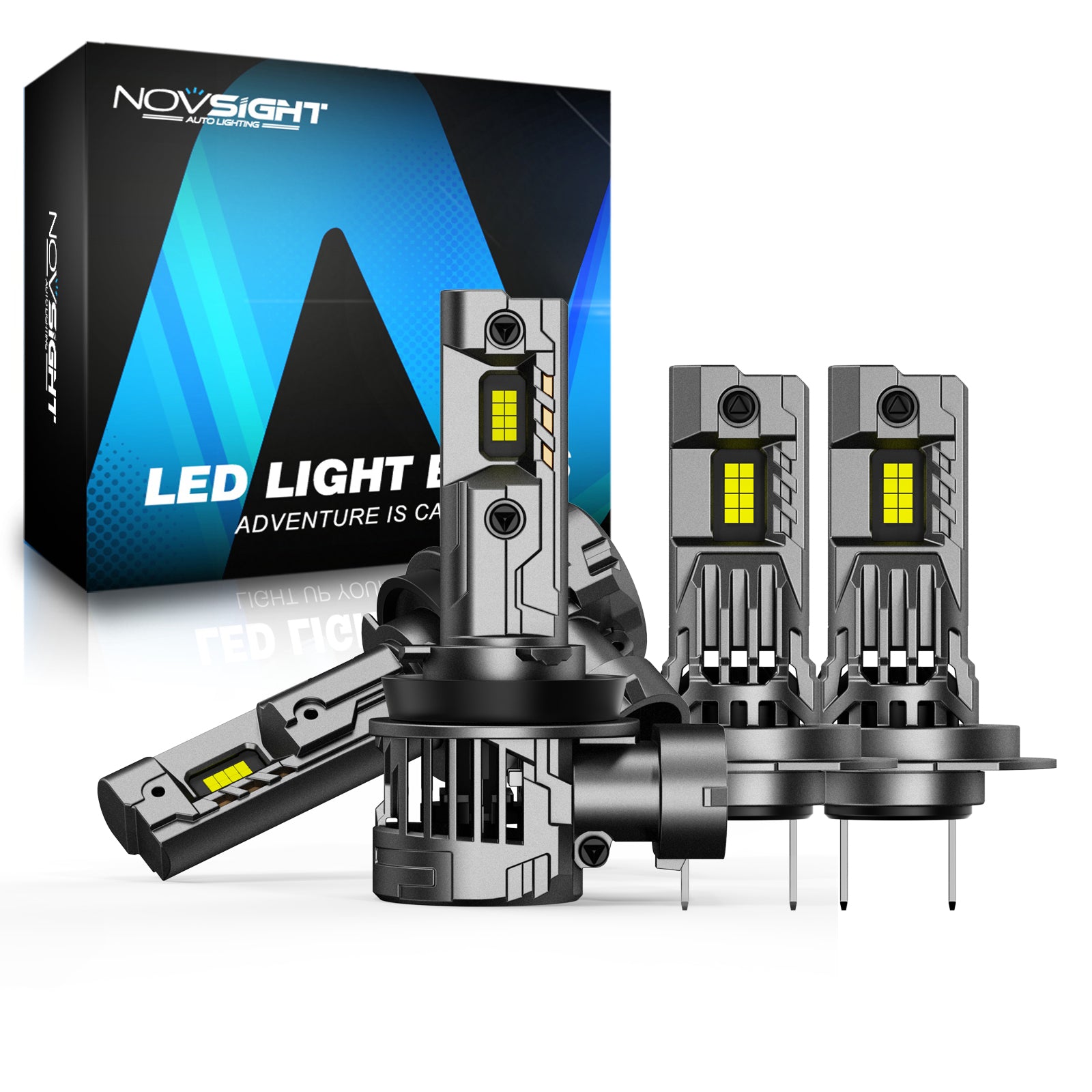 2014-2018 Hyundai Elantra Custom-Fit LED Bulbs 9005 H7 Halogen Replacement 4 Bulbs