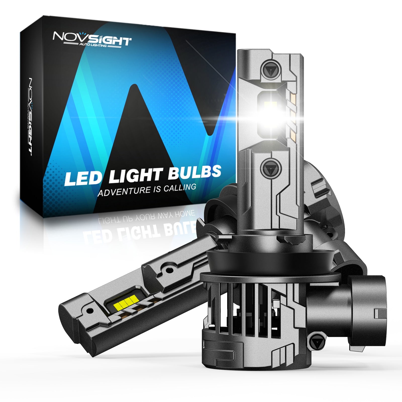 N99 Series Wireless | H11 H8 H9 H16 LED Headlight Bulbs 100W 24000LM 6500K White | 2 Bulbs - NOVSIGHT