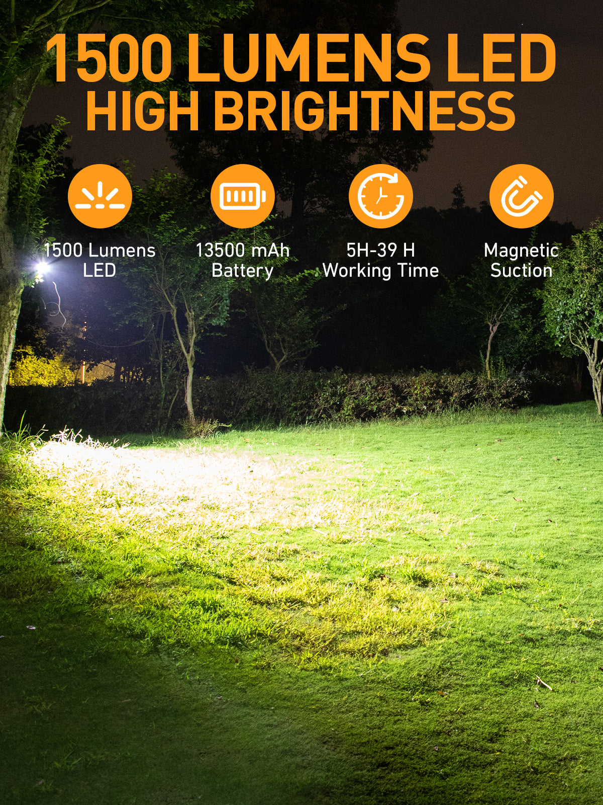 Kit de luz de trabajo giratoria magnética recargable LED cuadrada con gancho para acampar fuera de la carretera
