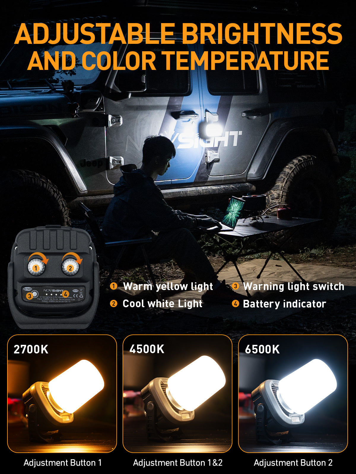 Kit de luz de trabajo giratoria magnética recargable LED cuadrada con gancho para acampar fuera de la carretera