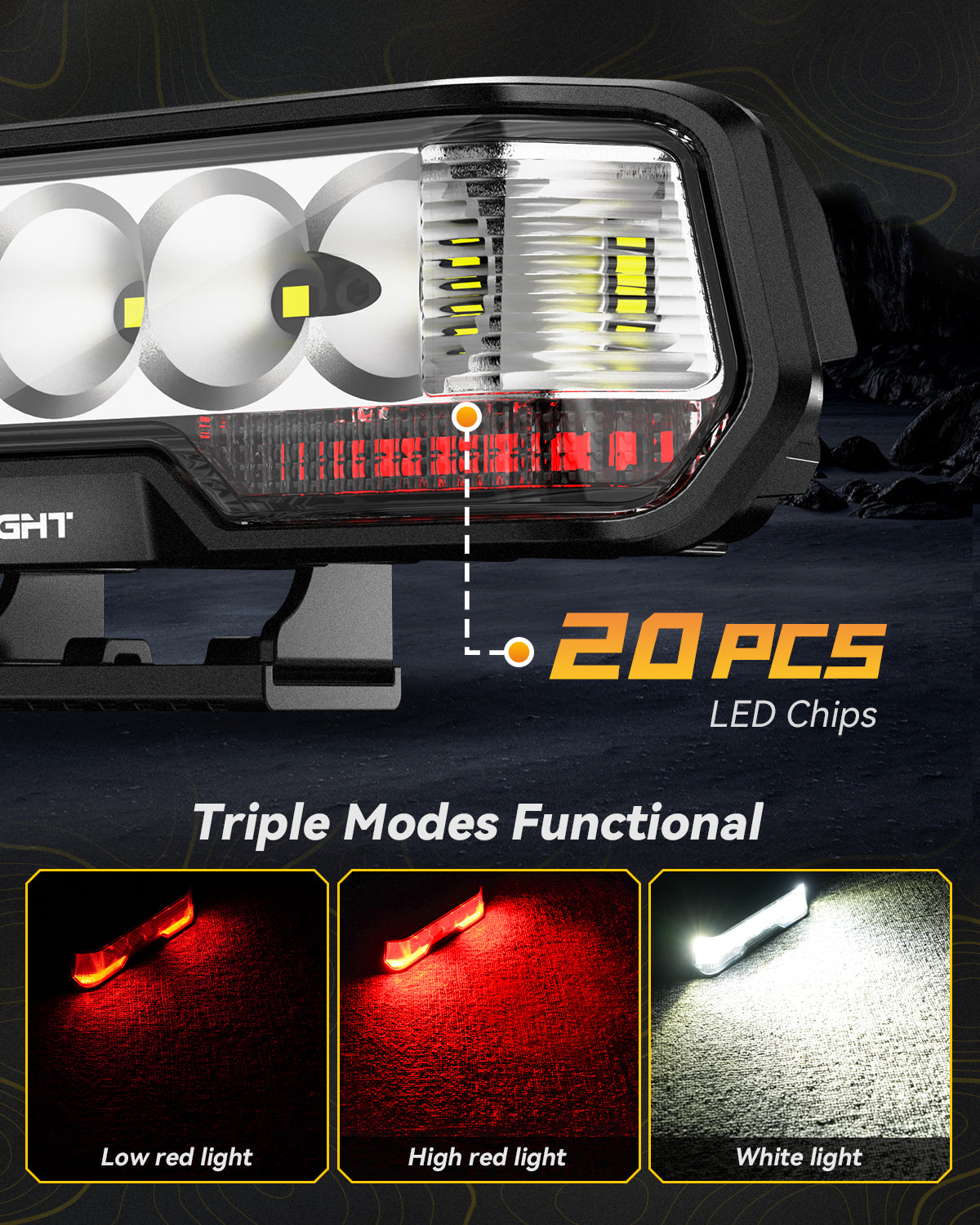 6 Inch LED Integrated Reverse and Brake Light Bar Flood Beam Red White