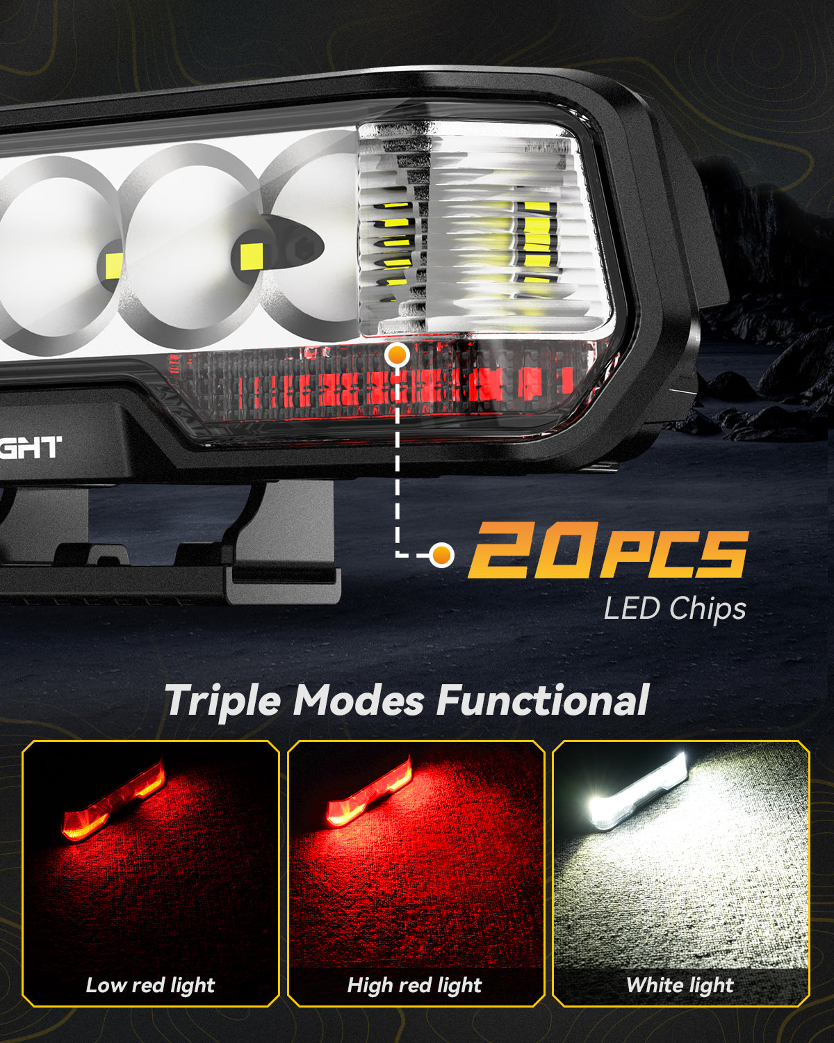 6 Inch LED Integrated Reverse and Brake Light Bar Spot Beam Red Light - NOVSIGHT