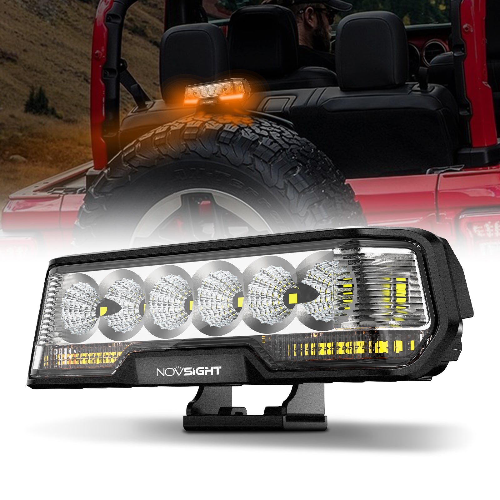 6 Inch LED Integrated Reverse and Brake Light Bar Flood Beam