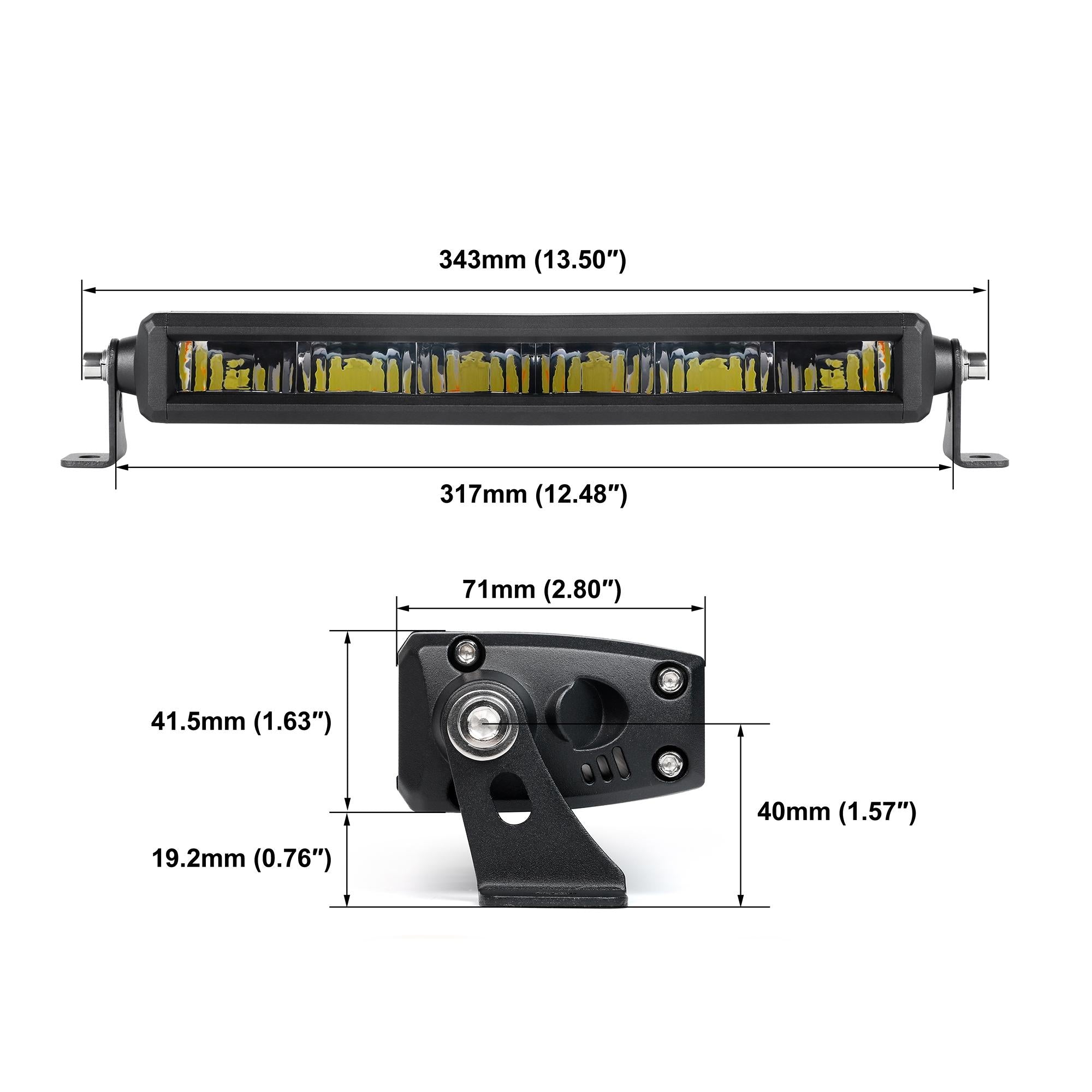 Rock Series 12 Inch Single Row Dual Color Beam LED Off-Road Light Bar White and Amber - NOVSIGHT