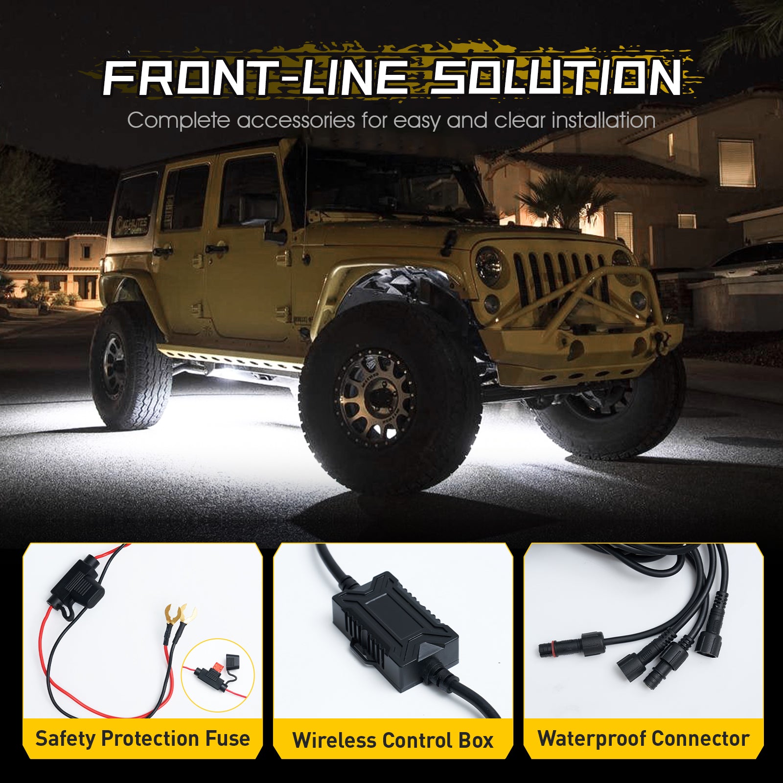LED Rock Lights Kit White Light Flood Beam (4 Pods/8 Pods Set)