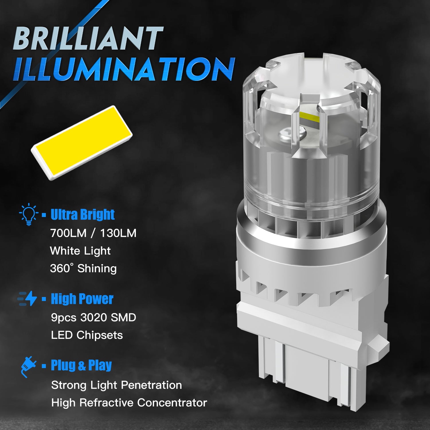 3157 3047 3057 3155 3157 3157AV LED Bulbs for Rear Front Turn Reverse Lights DRL - White