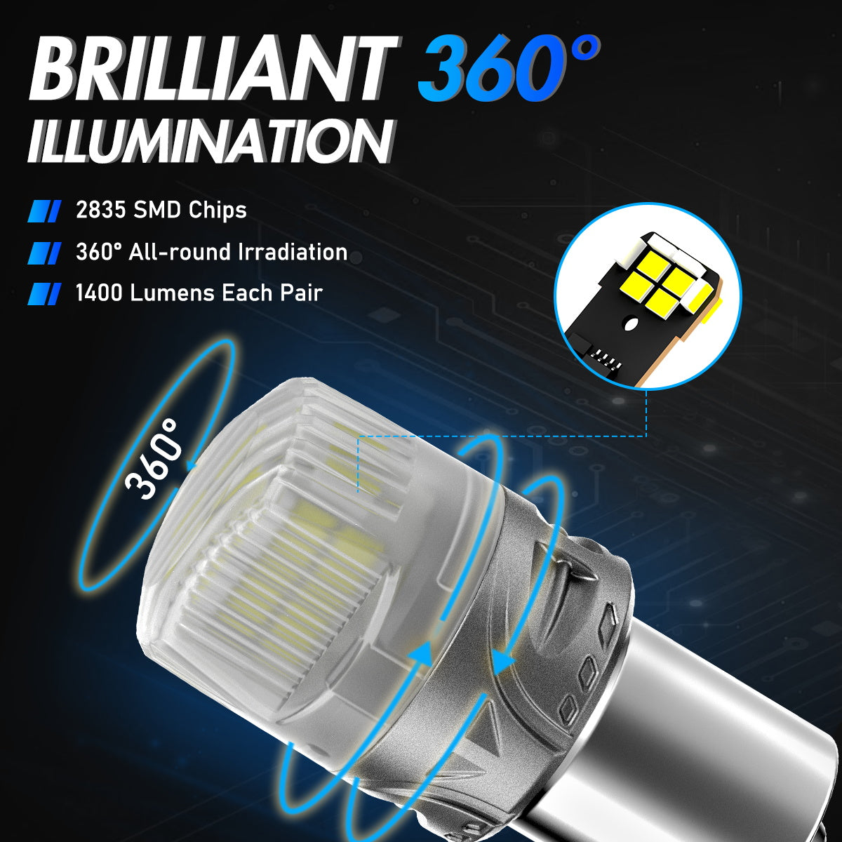 1156 180° P21W BA15S LED Bulbs for Rear Front Sinaling Lights DRL - White