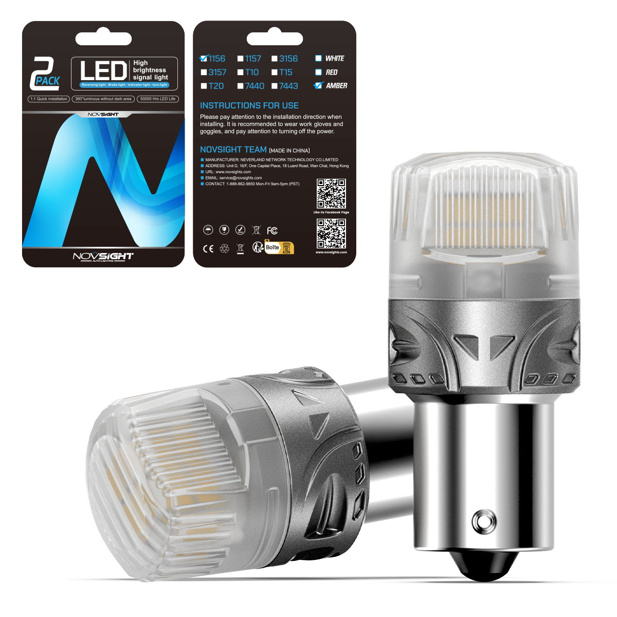 1156 150°BAU15S PY21W BAW15S PR21W LED Bulbs for Rear Front Turn Signal Lights - Yellow
