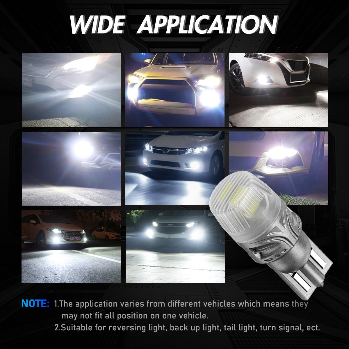 T10 158 161 168 194 W5W LED Bulbs for Rear Front Brake Lights Back Up Reverse Lights - Red/White