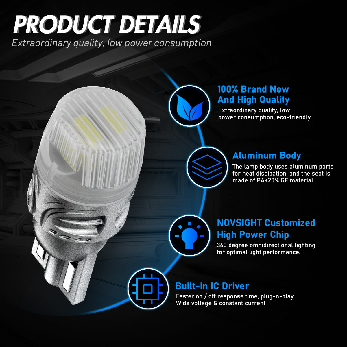 T10 158 161 168 194 W5W LED Bulbs for Rear Front Brake Lights Back Up Reverse Lights - Red/White