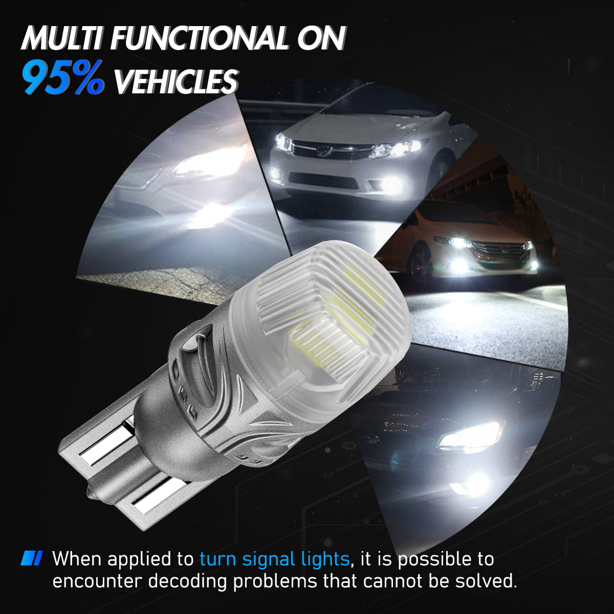 T10 158 161 168 194 W5W LED Bulbs for Rear Front Brake Lights Back Up Reverse Lights - Red/White