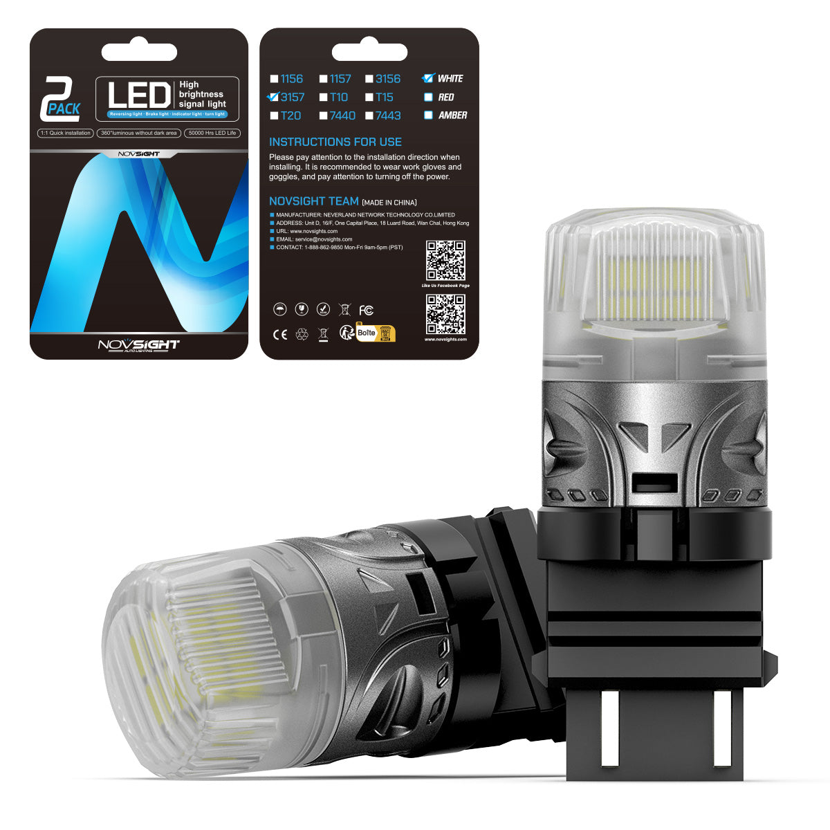 3157 3047 3057 3155 3157 3157AV LED Bulbs for Rear Front Sinal Lights DRL - White