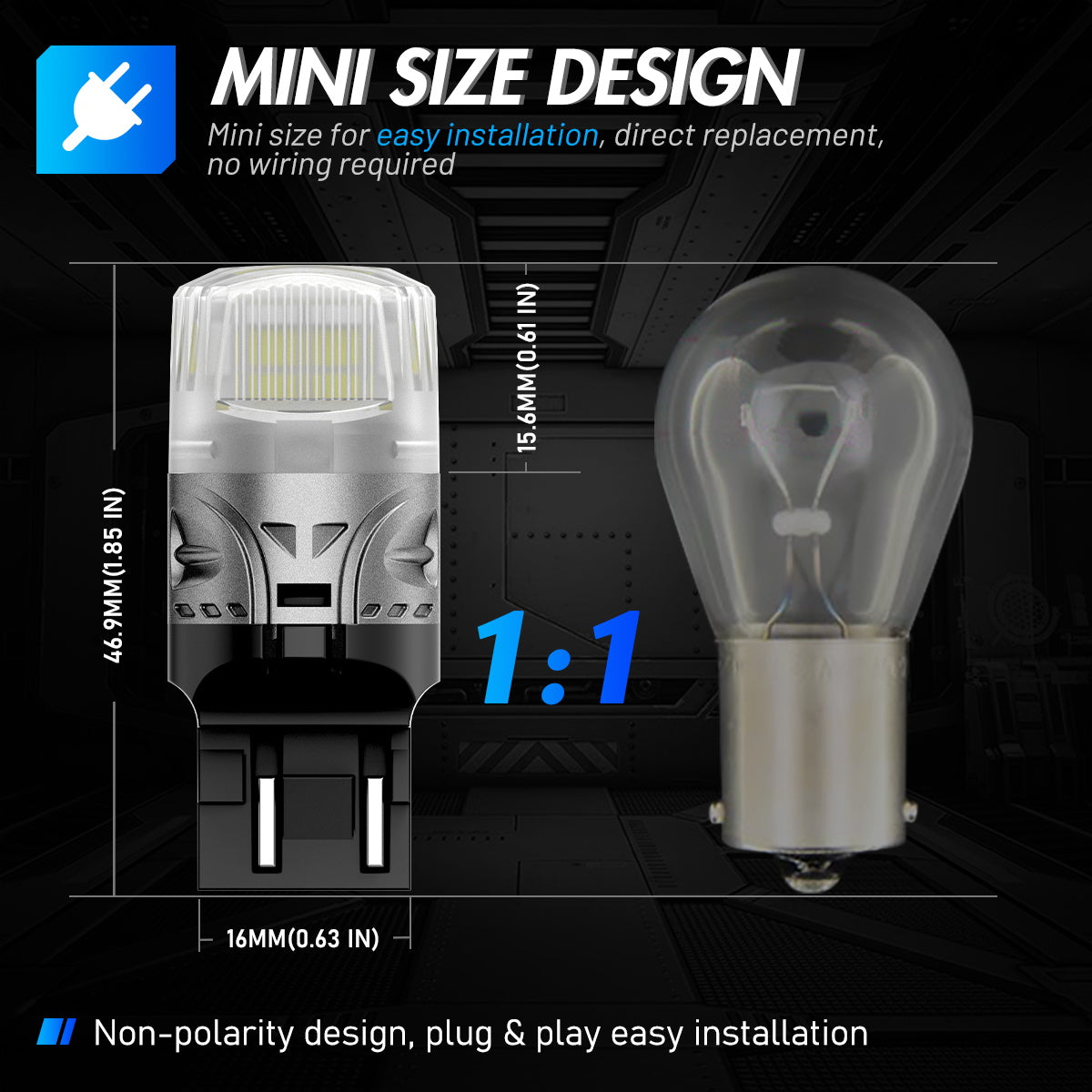 7443 T20 7444 W21 5W LED Bulbs for Rear Front Sinal Lights DRL - White - NOVSIGHT