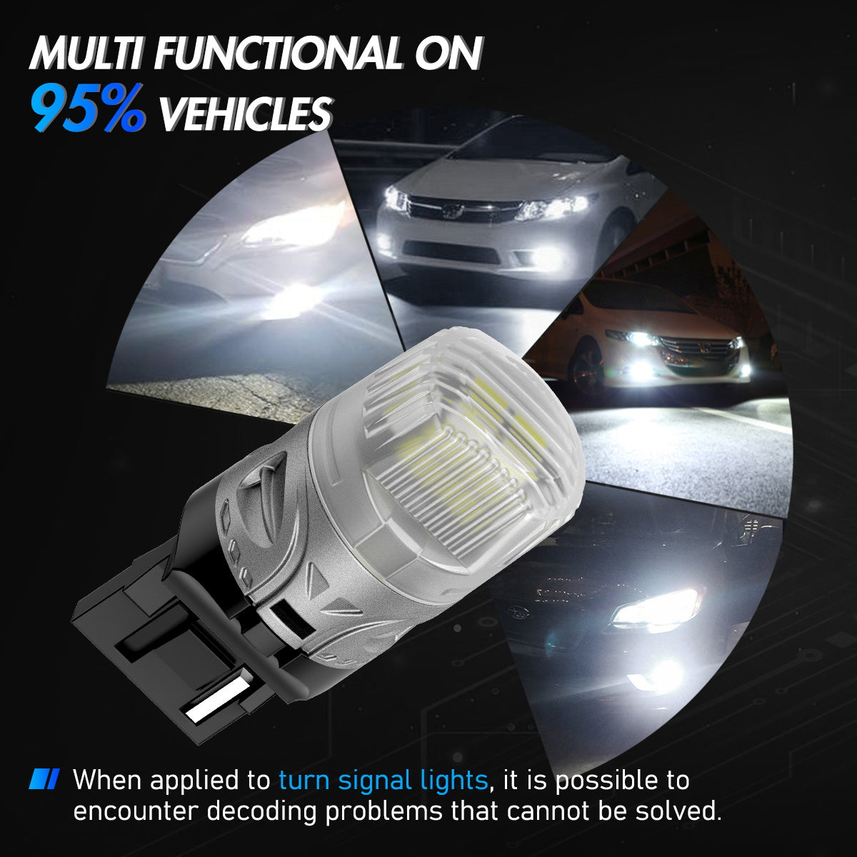 7440 T20 7441 992 WY21W LED Bulbs for Rear Front Reverse Lights DRL - White - NOVSIGHT