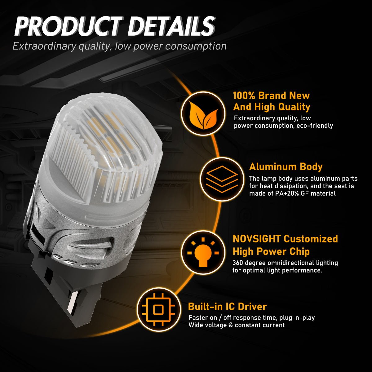 7440 T20 7441 992 WY21W LED Bulbs for Rear Front Turn Signal Lights - Yellow