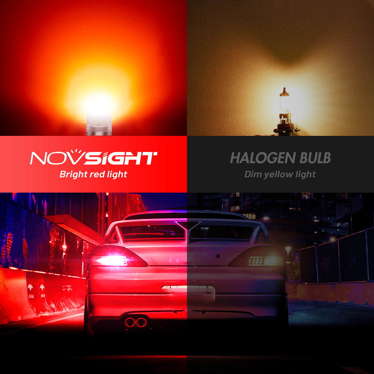 T10 158 161 168 194 W5W LED Bulbs for Rear Brake Tail Lights - Red - NOVSIGHT