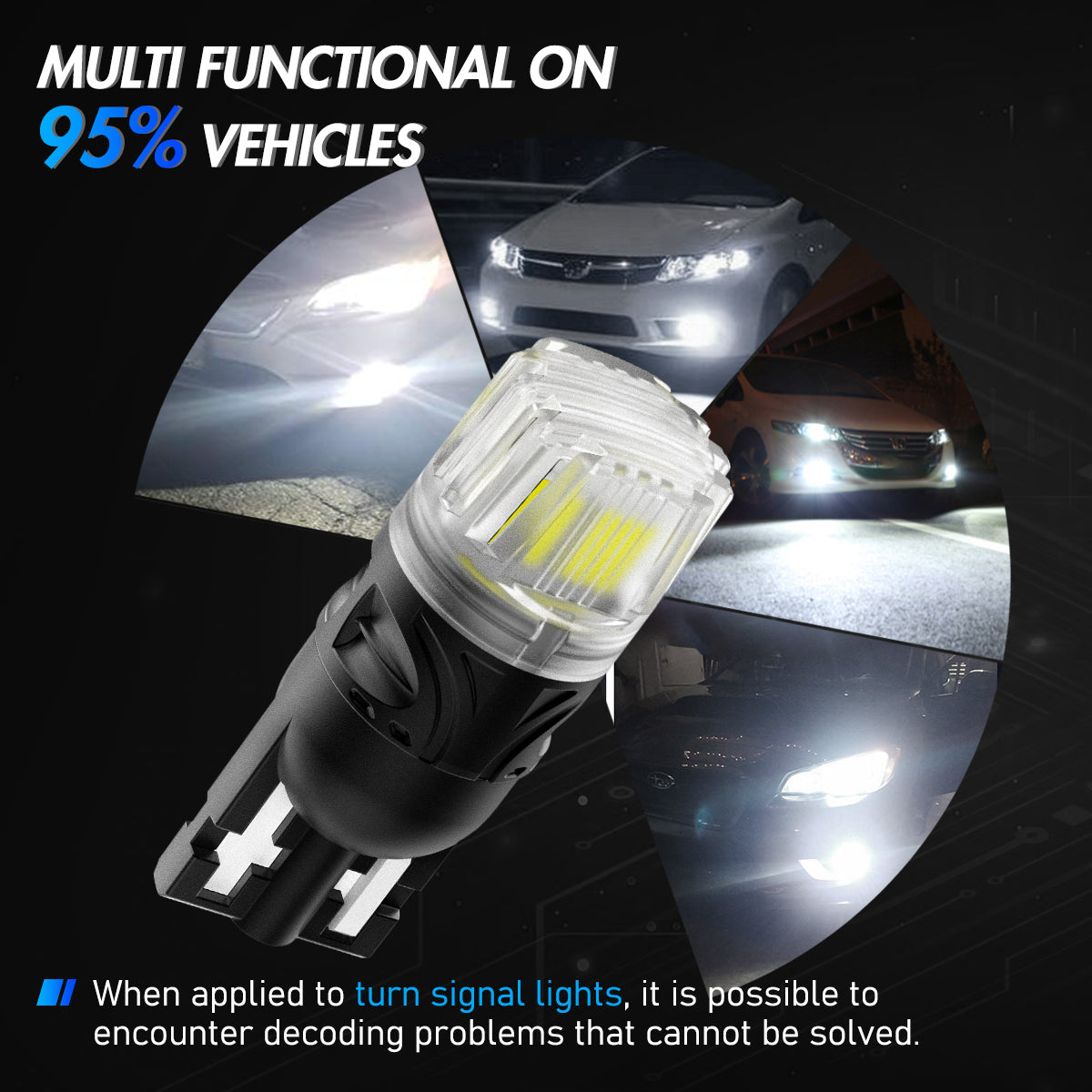 T10 158 161 168 194 W5W LED Bulbs for Rear Front Brake Lights Back Up Reverse Lights - Red/White