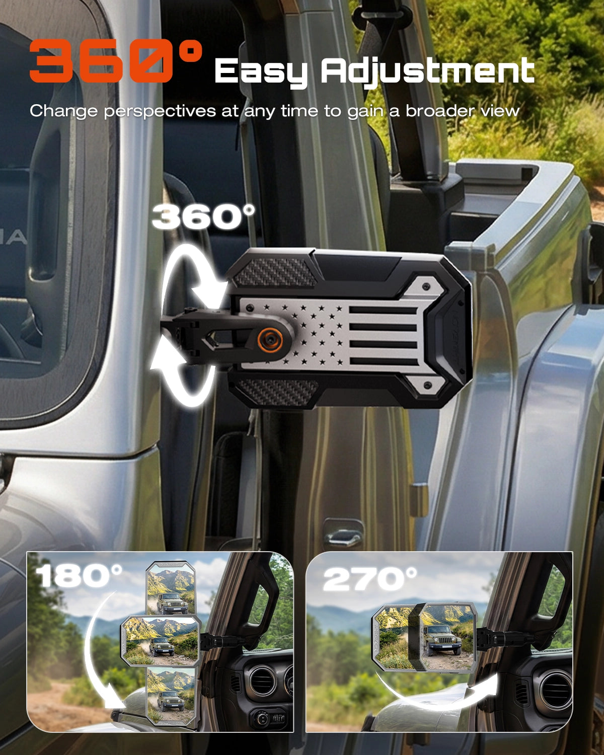 9-inch Side Mirrors for Doorless Jeep Wrangler JL JT on 2018-2023 - NOVSIGHT