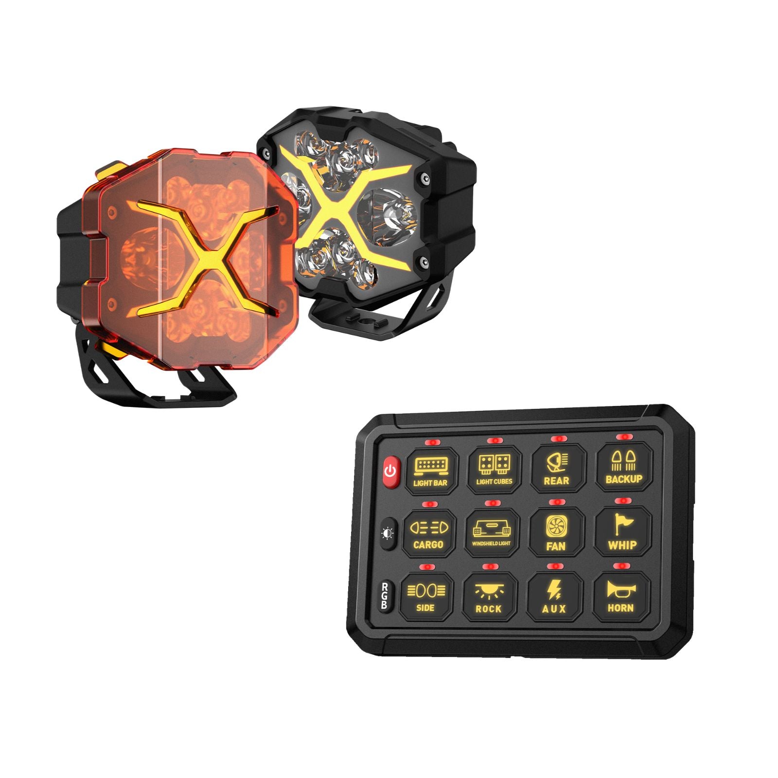 X-Series 4-inch LED Pod Light DRL Driving Beam with Wireless Switch Panel