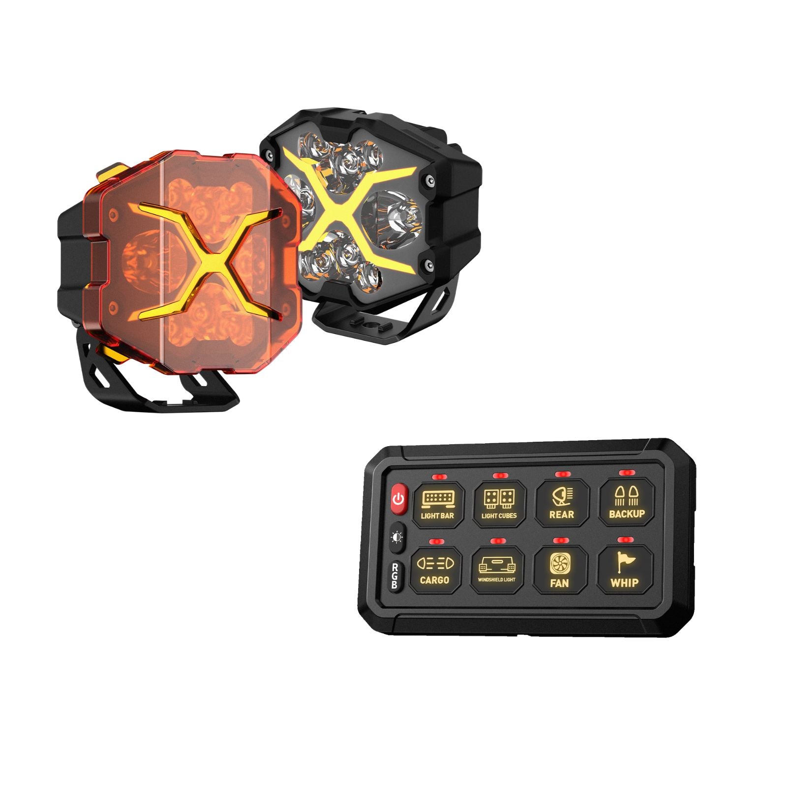 X-Series 4-inch LED Pod Light DRL Driving Beam with Wireless Switch Panel