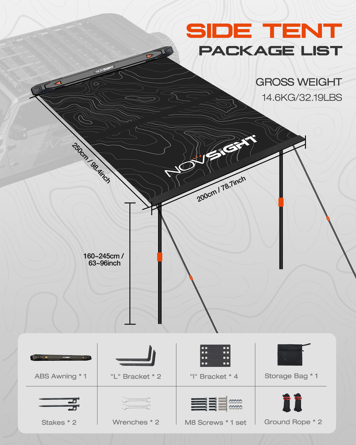 Novsight ABS Car Side Awning Tent for Camping - NOVSIGHT