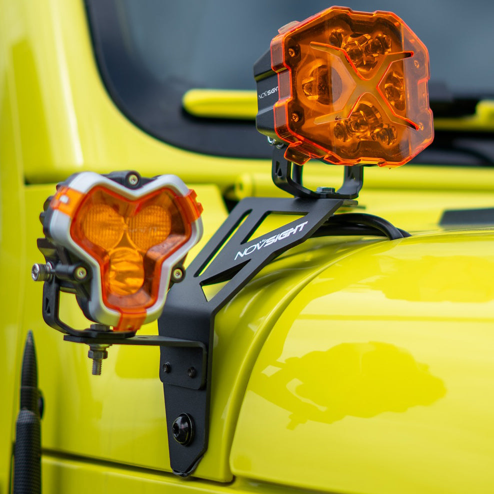 Jeep Wrangler JL/JLU A-Pillar Dual Light Mount | 2018-2024 Models | Stainless Steel | Off-Road Lighting Upgrade | (Excludes 4XE)