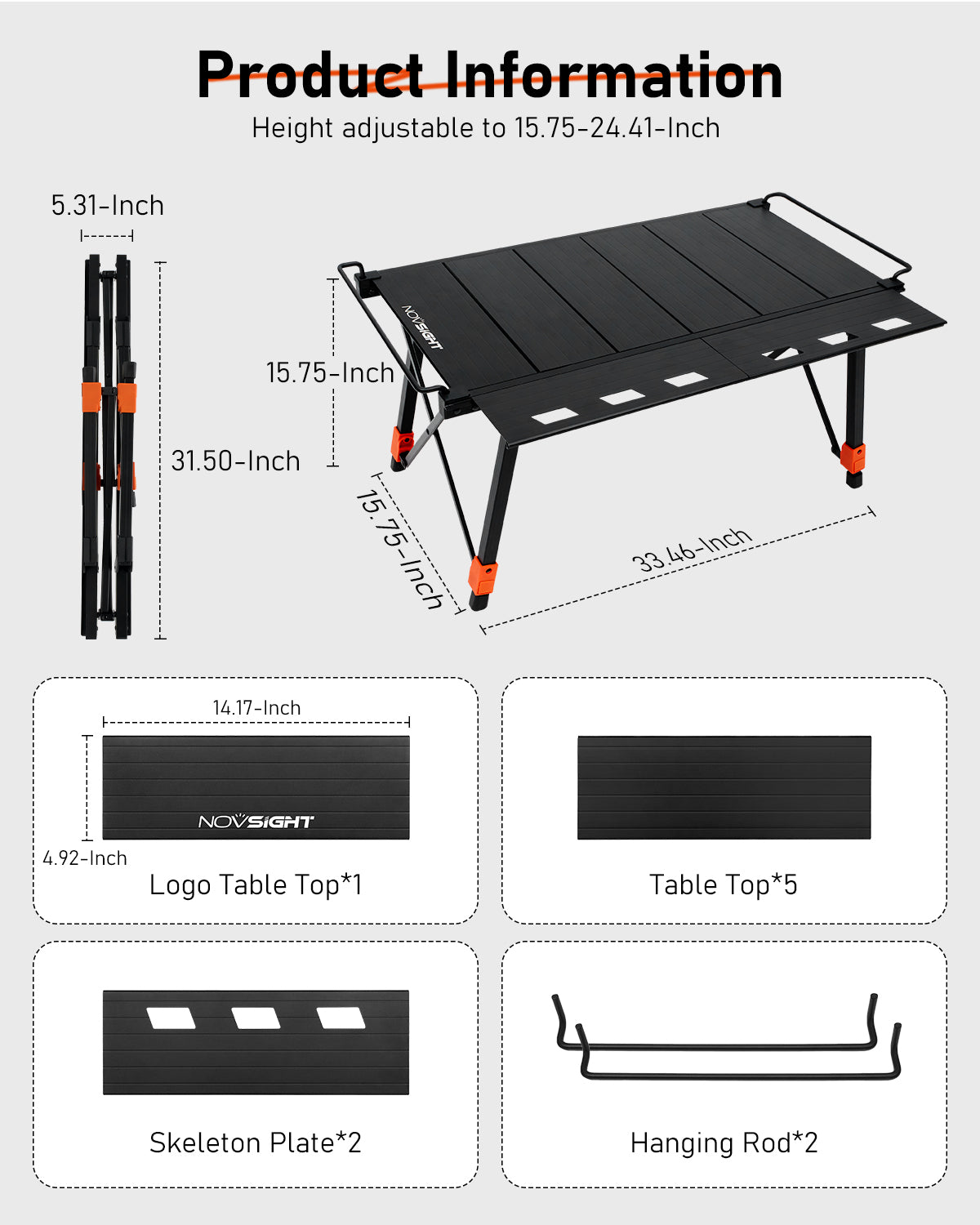 Rove Series | Camping Dining Table Foldable Height Adjustable