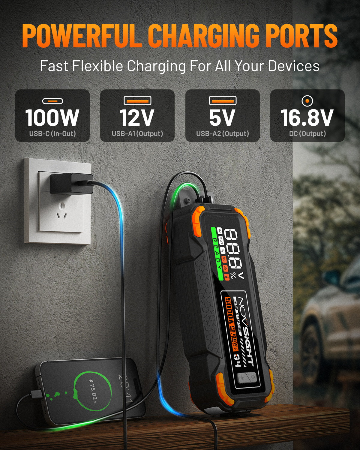 Emergency Portable Car Jump Starter 5000A