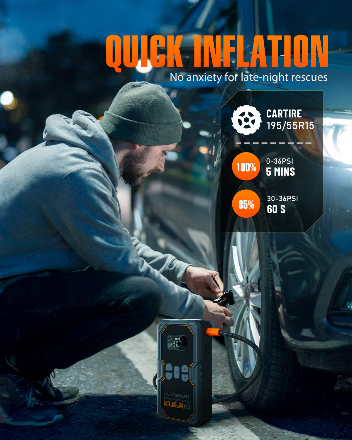 Emergency Car Jump Starter with Air Compressor 6250A