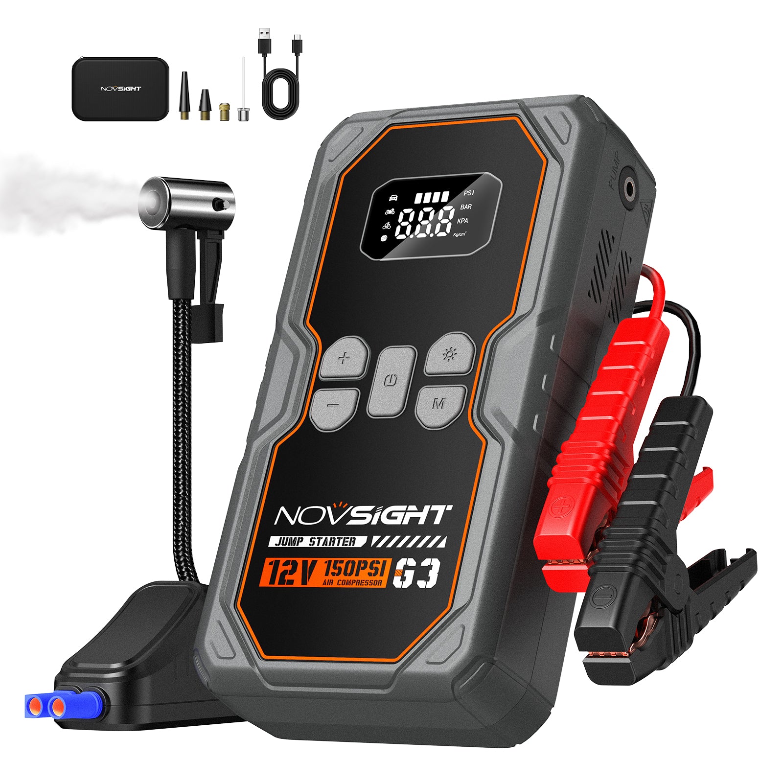 Emergency Car Jump Starter with Air Compressor 6250A