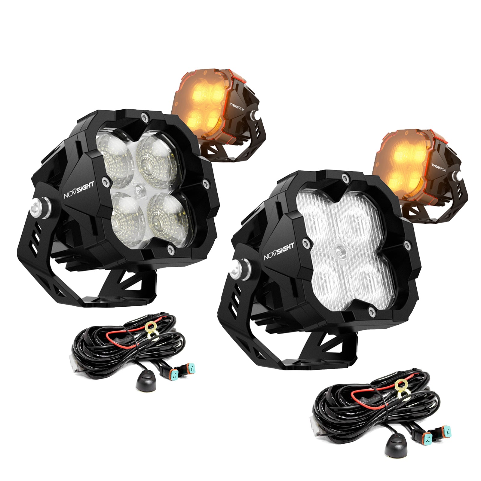 CYBER Series | 3 Inch Cube LED Pod Lights With Harness - NOVSIGHT