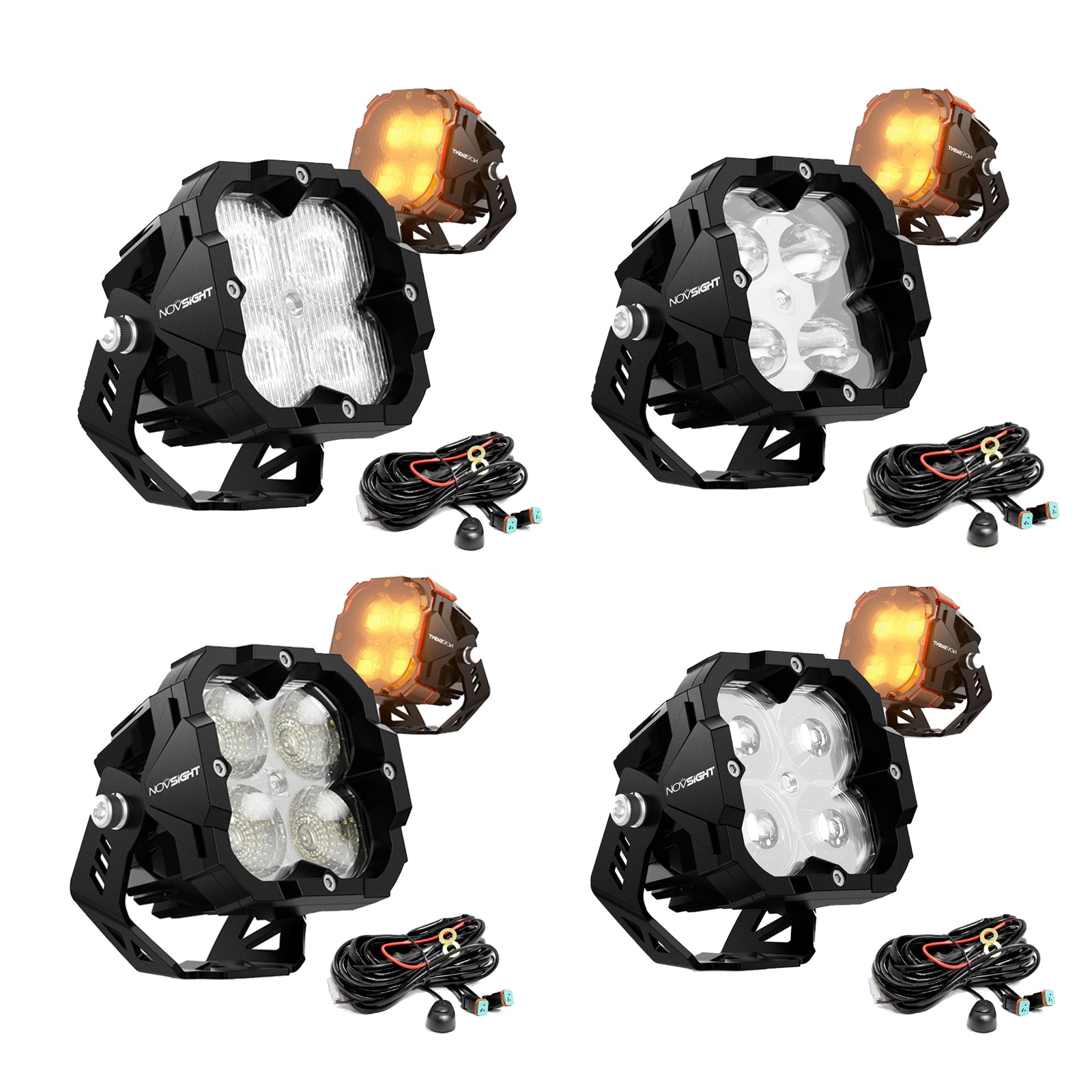 CYBER Series | 3 Inch Cube LED Pod Lights With Harness - NOVSIGHT