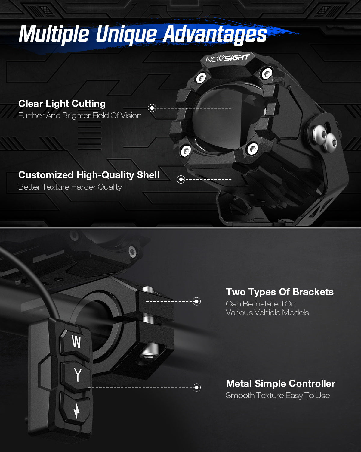 CYBER Series | 2 Inch LED Pods Off-road Motorcycle UTV ATV Driving Lights Multi Modes - NOVSIGHT