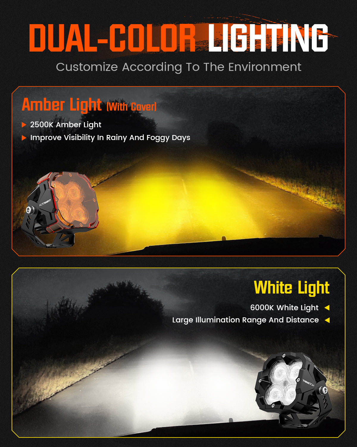 Serie CIBER 1 | Luz LED de zanja de luz de conducción SAE auxiliar todoterreno de vainas de cubo de 3 pulgadas con arnés y soporte