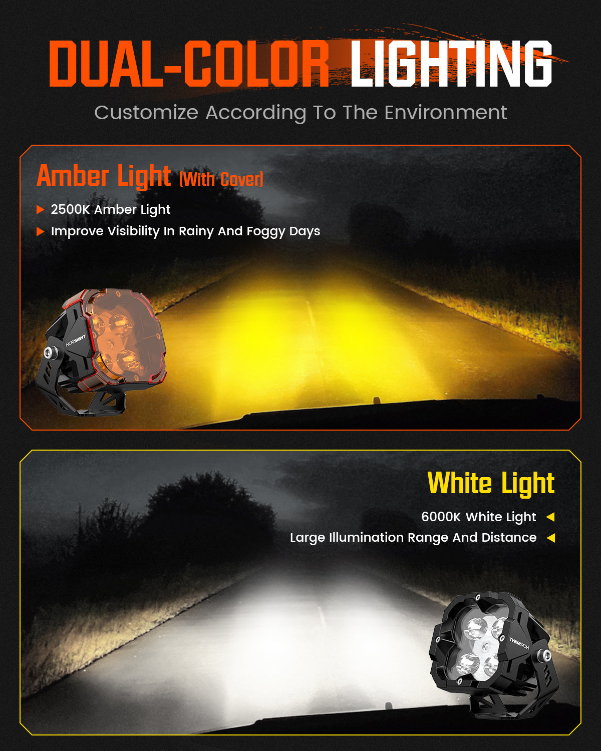 CYBER Series | 3 Inch Cube Pods Off-road Auxiliary Fog Light LED Light With Harness - NOVSIGHT