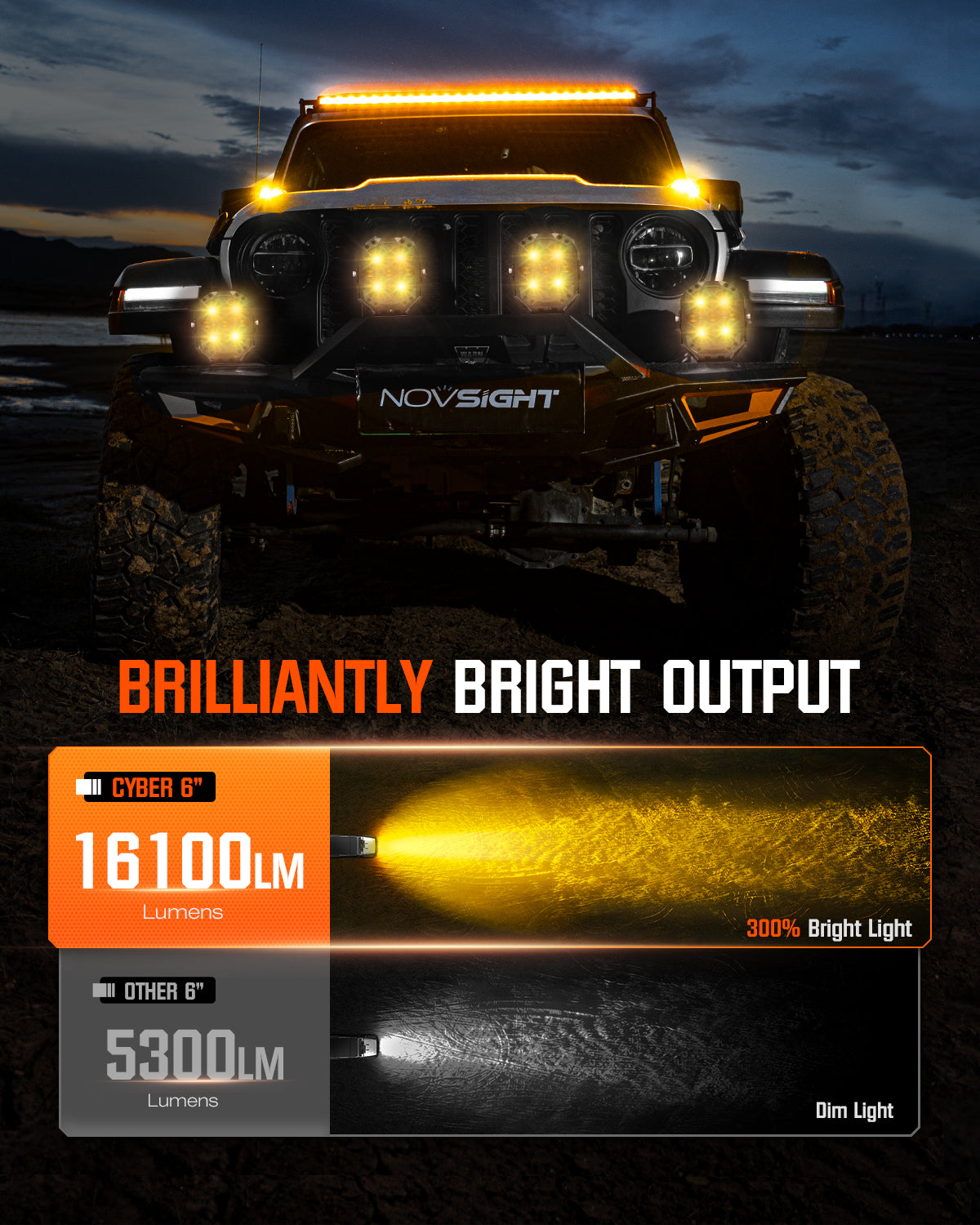 CYBER Series | 6-inch LED Pod Lights Amber Light Warrior Black