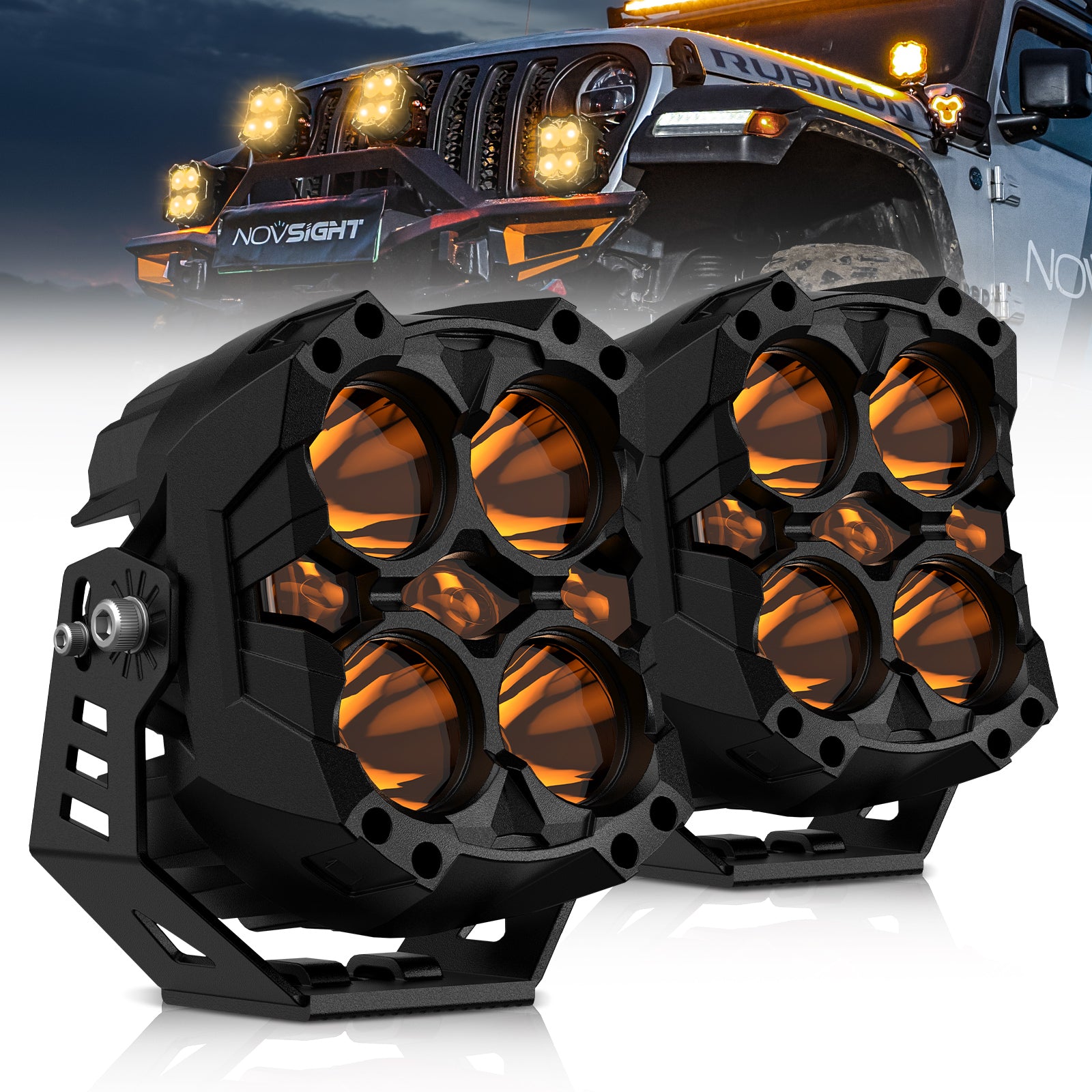 CYBER Series | 6-inch LED Pod Lights Amber Light Warrior Black